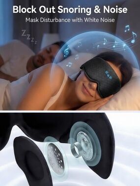 Facemoon 3D Bluetooth 5.4 Sleep Mask Blackout Headphone Eye Mask Side Sleeper NE